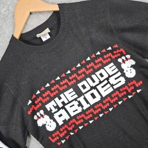 The Big Lebowski Black Sweater Size S Acrylic The Dude Abides Bowling Graphic